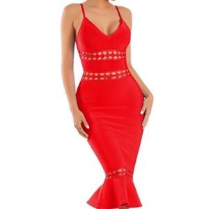 Miss Circle Claudia Red Cut Out Bandage Dress